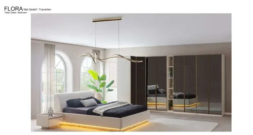 Flora Mat Sedef / Traverten Yatak Odası
