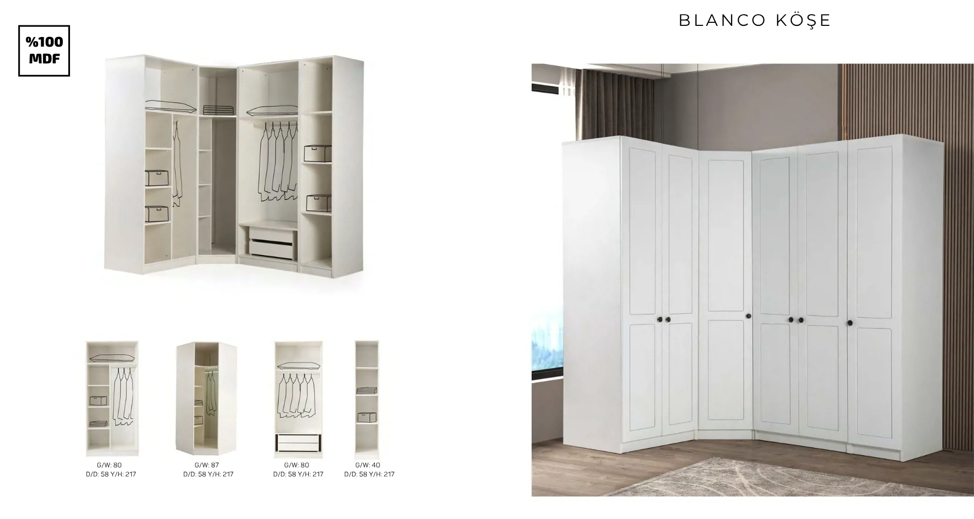 Blanco Köşe Gardrop