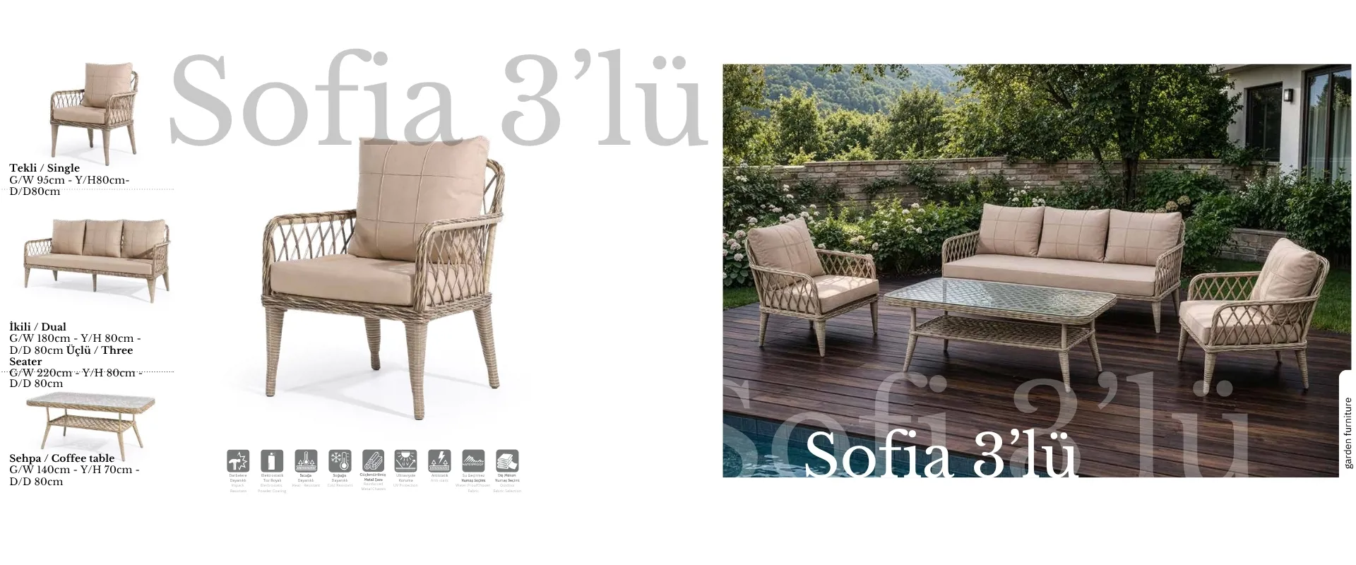 Sofya 3 lü Bahçe Takımı