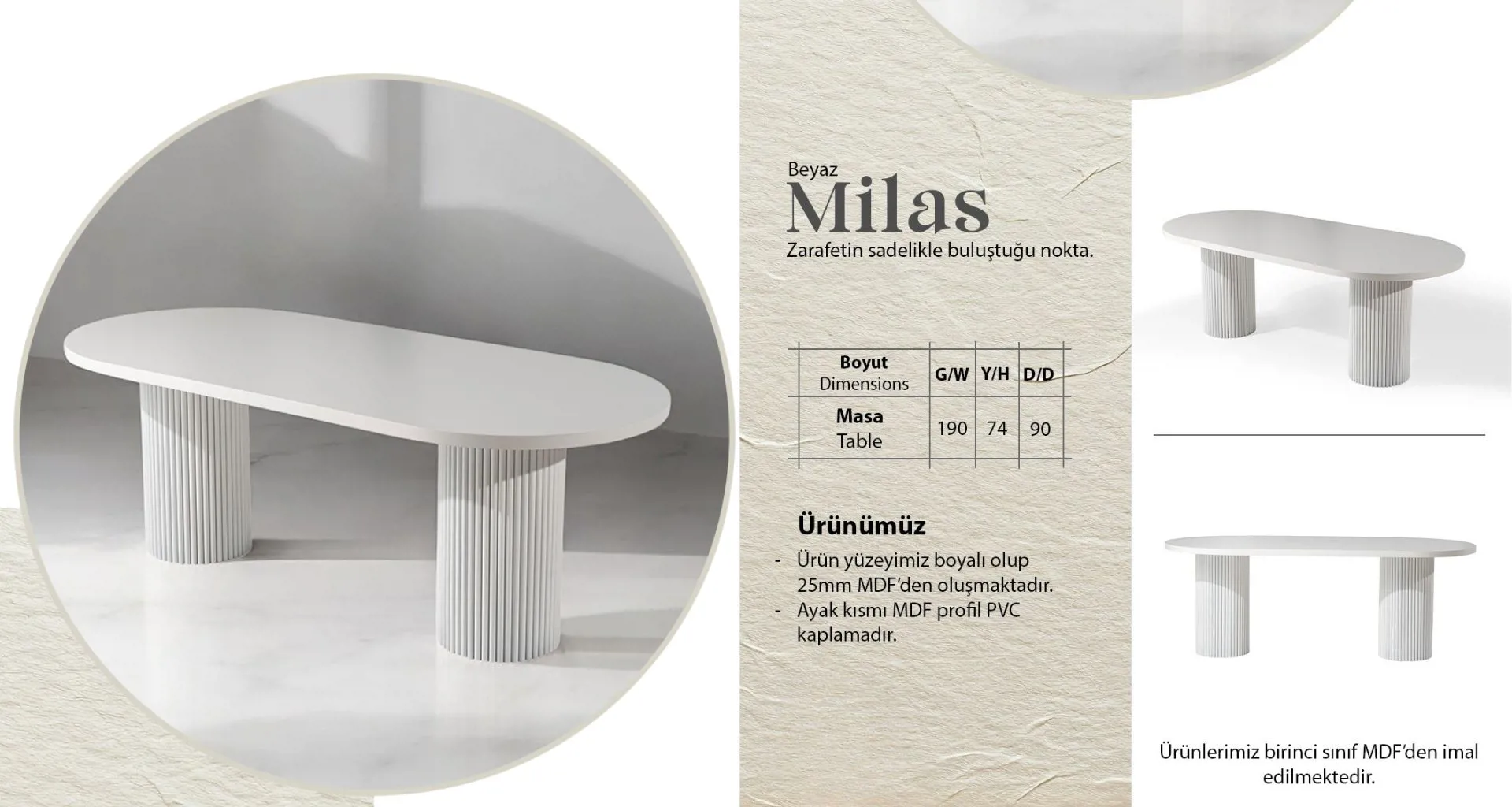 Beyaz Milas Masa