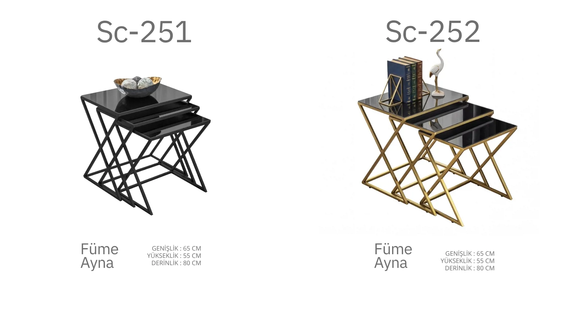Sc-251 ve Sc-252 Füme Cam Sehpa