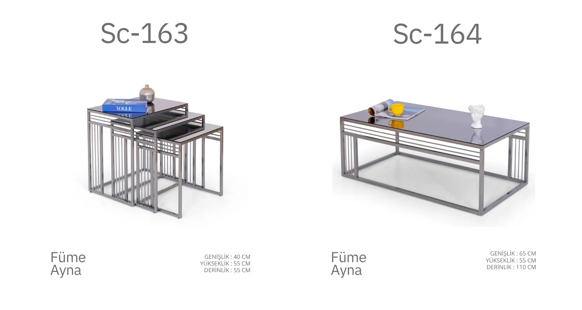 Sc-163 ve Sc-164 Füme Ayna Sehpa
