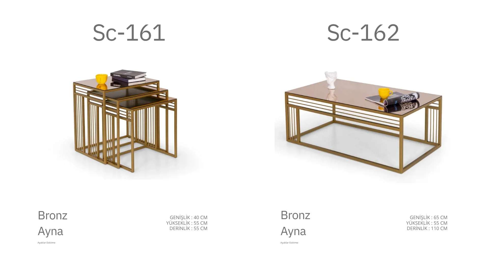 Sc-161 ve Sc-162 Bronz Ayna Sehpa 