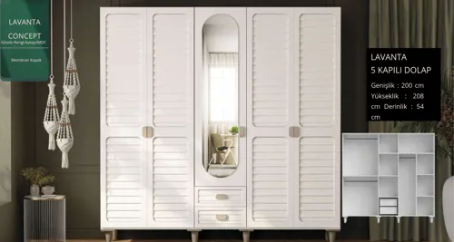 Lavanta 5 Kapaklı Gardrop