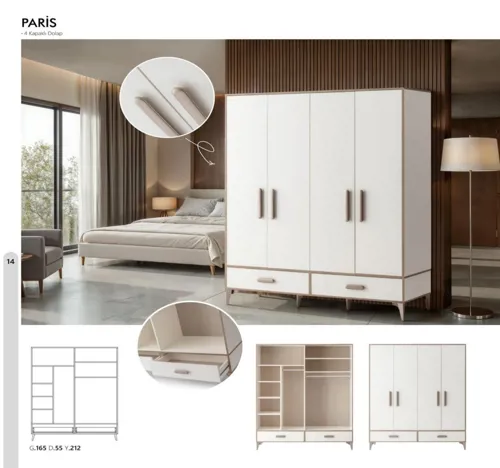 Paris 4 Kapaklı Gardrop