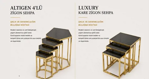 Altıgen 4 lü ve Luxury Kare Zigon Sehpa