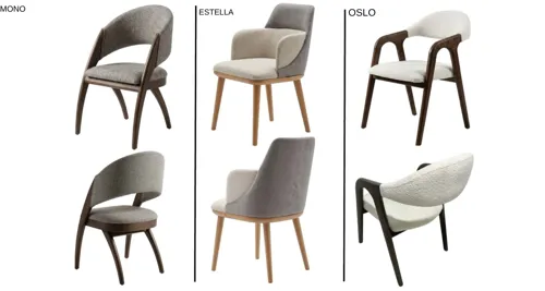 Mono , Estelya ve Oslo Ahşap Sandalye